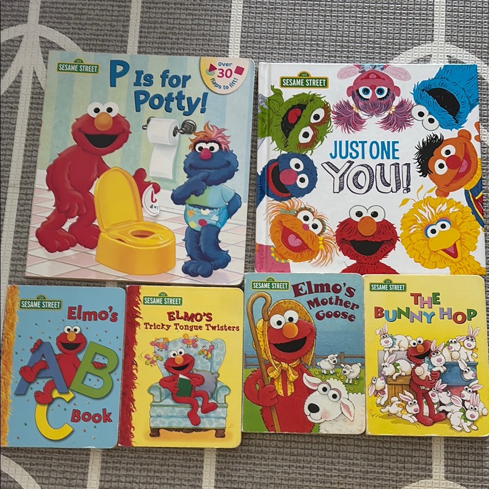 Bundle lot six Elmo Sesame Street books mostly board